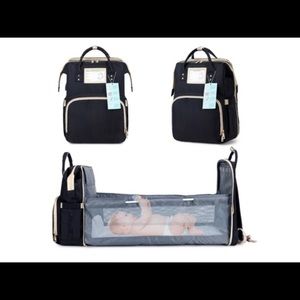 Multi-Functional Diaper & Mummy Bag, Travel Basinet Foldable Black